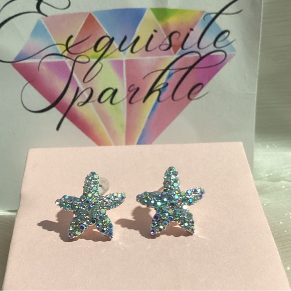 - ⭐️Sparkly Colorful Confetti Sequin Starfish Earrings - Picture 13 of 17